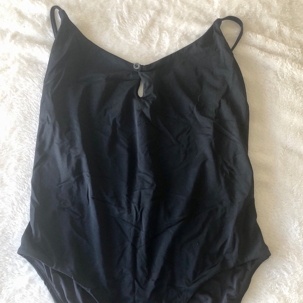 Madewell Black One Piece Swimsuit Large w Button